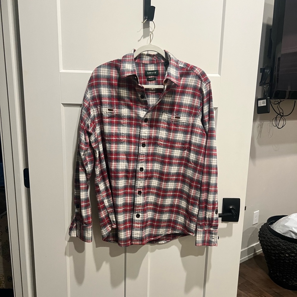 Orvis Red and White Plaid Men's Shirt